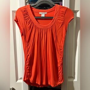 Design History Vibrant Orange Ruched Blouse